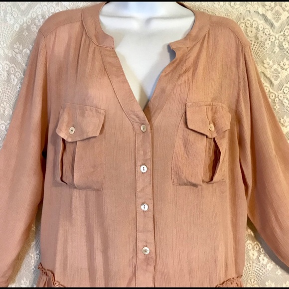 NWT Pink Ruffle 3/4 Sleeve Top- Medium - Picture 6 of 11